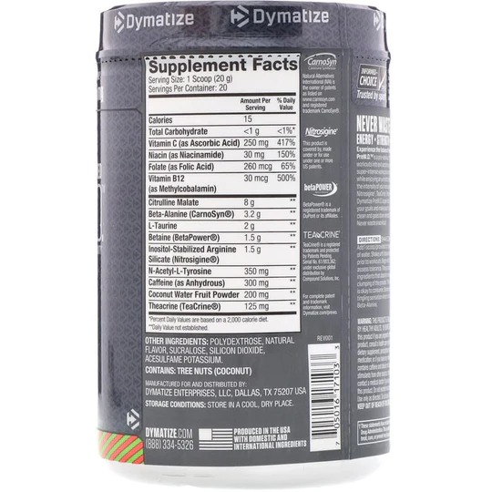 Dymatize Pre Workout 400g Kahma Suppliments Edmonton